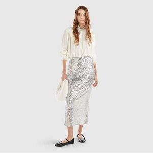 Zara Silver Maxi Skirt